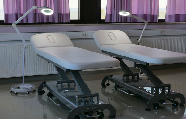 massage tables in a classroom