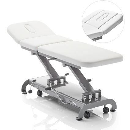 white hydraulic three-section massage table