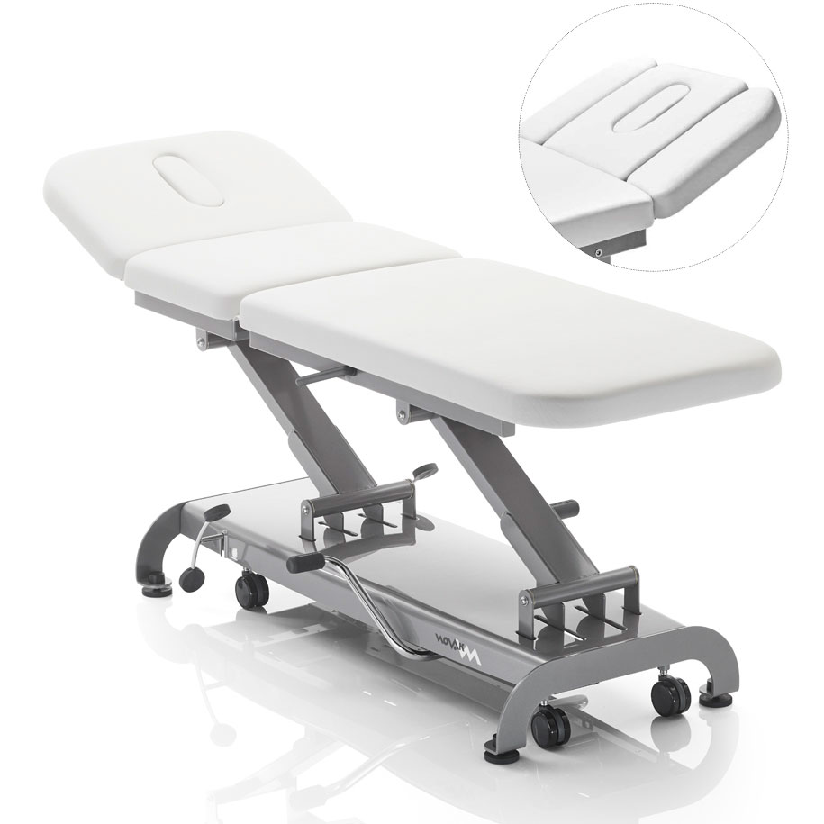 table de massage hydraulique blanche à trois sections