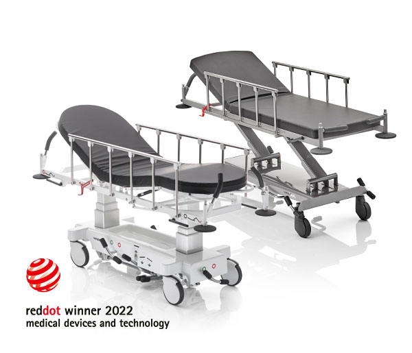 carrello per trasporto pazienti stretcher X2 con red dot award 2022