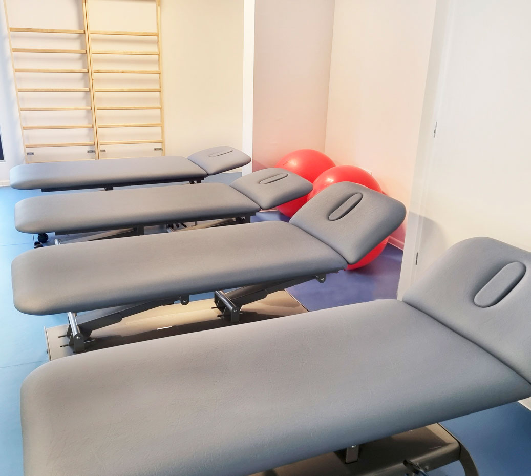 massage tables in rehabilitation room
