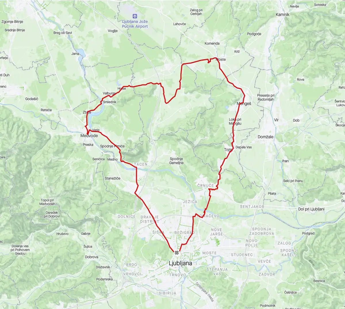 strava bike route in the shape of heart